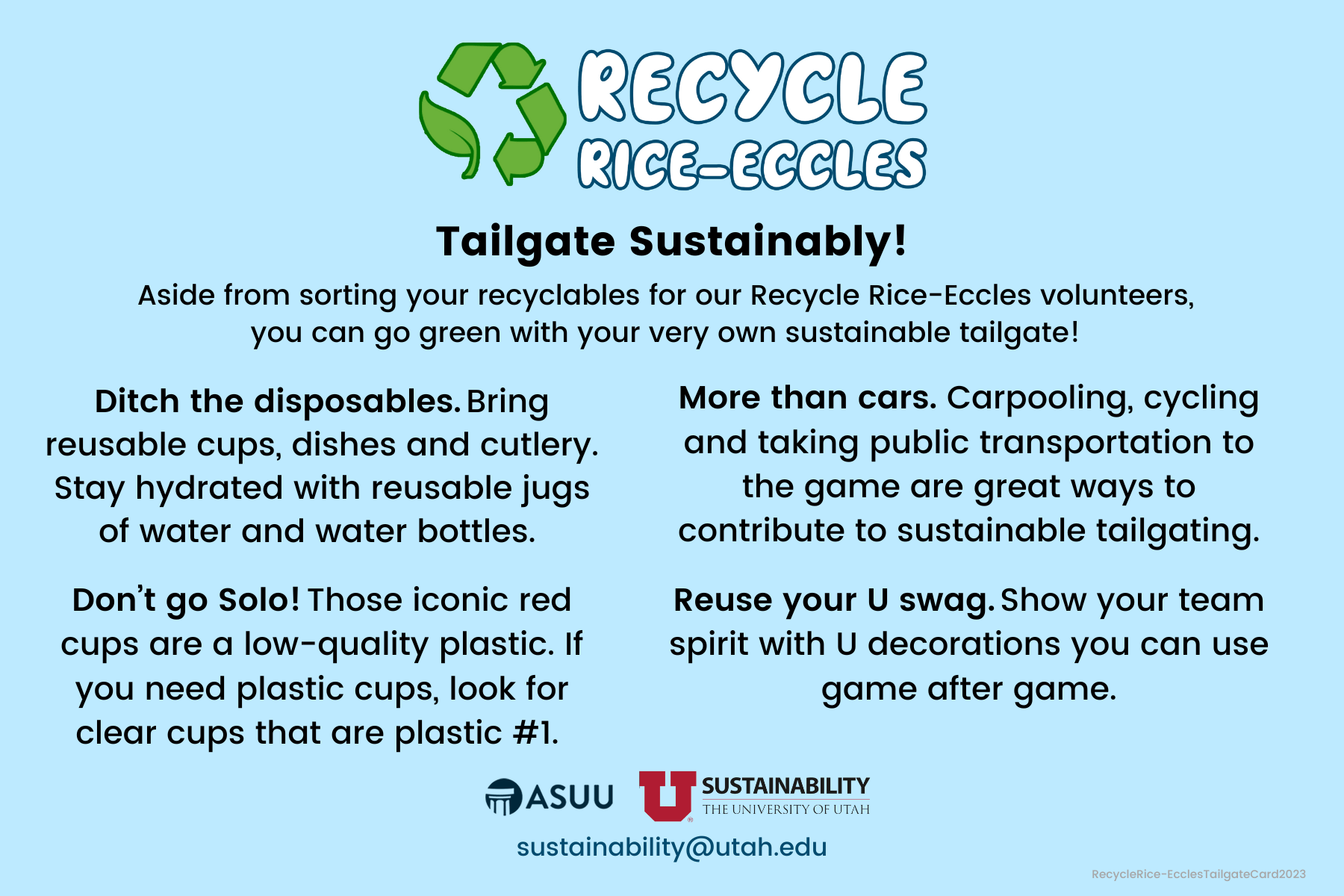 Recycle Rice Eccles Tailgate